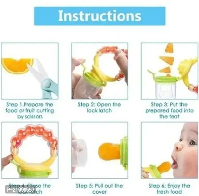 Silicone Food/Fruit Nibbler with Extra Mesh, Soft Pacifier/Feeder, Teether for Infant Baby, Infant, Assorted colours, BPA Free-thumb5