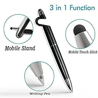 Pack of 5 Universal 3 in 1 Capacitive Screen Stylus Touch Pen with Mobile Stand Holder, Writing Pen (Compatible for Android Touch Screen Smart Phones and Tablets-thumb1