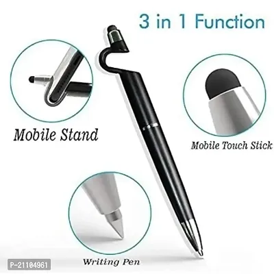 Pack of 5 Universal 3 in 1 Capacitive Screen Stylus Touch Pen with Mobile Stand Holder, Writing Pen (Compatible for Android Touch Screen Smart Phones and Tablets-thumb2