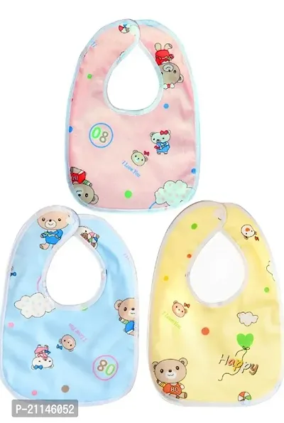 Baby Soft Bibs/Apron/Laliya Cute Multi Print|with Tich Button| Waterproof Bib Set -Print May Vary (Pack of 3)-thumb3
