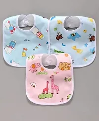 Baby Soft Bibs/Apron/Laliya Cute Multi Print|with Tich Button| Waterproof Bib Set -Print May Vary (Pack of 3)-thumb1
