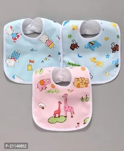 Baby Soft Bibs/Apron/Laliya Cute Multi Print|with Tich Button| Waterproof Bib Set -Print May Vary (Pack of 3)-thumb2