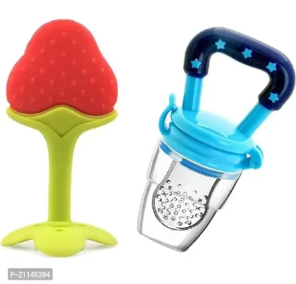 Baby Fruit Mesh Food Feeder Nibbler Pacifier and Teether Combo Set(Assorted colours and designs)sent as per stock available-thumb0