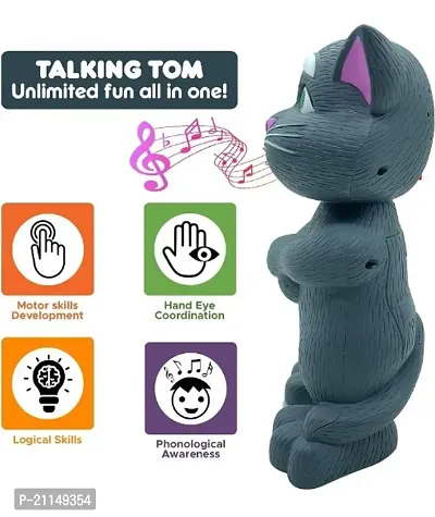 Intelligent Mimicking Tom Talking Toys for Kids, Story Tellling and Singing Voice Recording Toy, Black or White, 3+Years (Set of 1)-thumb4