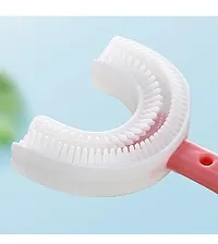 U Shaped Toothbrush For Kids Manual Kids Brush 360 Degree Soft Silicone Oral Teeth Cleaning For Baby Infant Toddler Children (pack of 2)-thumb2