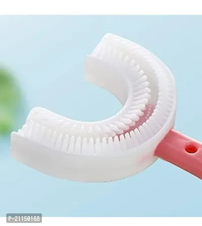 U Shaped Toothbrush For Kids Manual Kids Brush 360 Degree Soft Silicone Oral Teeth Cleaning For Baby Infant Toddler Children (pack of 2)-thumb3