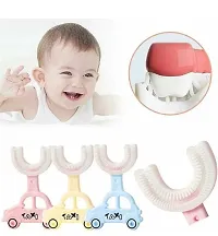 Smart Car/Taxi Style U-Shape Baby Toothbrush (PACK OF 1)Children Toothbrush With Handle Silicone Oral Care Cleaning Brush For Kids (Assorted colour)-thumb4