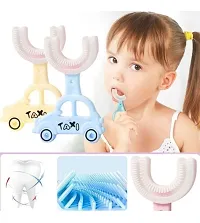 Smart Car/Taxi Style U-Shape Baby Toothbrush (PACK OF 1)Children Toothbrush With Handle Silicone Oral Care Cleaning Brush For Kids (Assorted colour)-thumb3