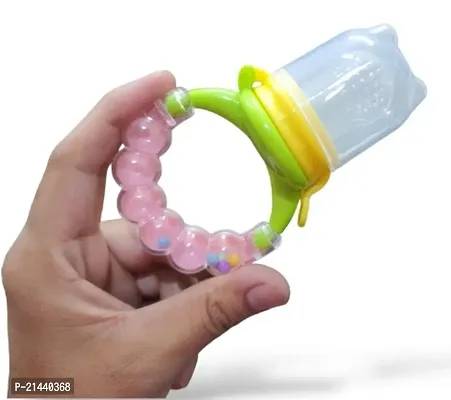 Same As Shown (colour may vary) Organic Baby's BPA-Free Silicone Nipple Food Nibbler for Fruits with Rattle Handle Pack of 1-thumb0