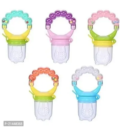 Same As Shown (colour may vary) Organic Baby's BPA-Free Silicone Nipple Food Nibbler for Fruits with Rattle Handle Pack of 1-thumb3