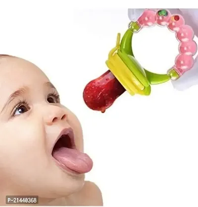 Same As Shown (colour may vary) Organic Baby's BPA-Free Silicone Nipple Food Nibbler for Fruits with Rattle Handle Pack of 1-thumb5