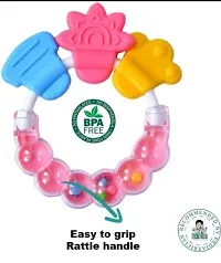 Silicone Fruit Shape Teether for Baby 6-12 Months| Baby Teether 3-6 Months Babies| Round Teether for 6 to 12 Months Baby Bpa Free Combo Pack (Colour and Shape may vary)-thumb1