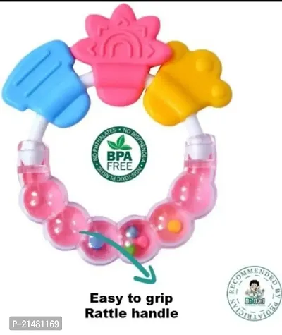 Silicone Fruit Shape Teether for Baby 6-12 Months| Baby Teether 3-6 Months Babies| Round Teether for 6 to 12 Months Baby Bpa Free Combo Pack (Colour and Shape may vary)-thumb2