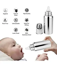 Baby Feeding PURE Stainless Steel Bottle 240ml with Silicone Nipple Steel Feeding Bottle BPA Free-thumb2