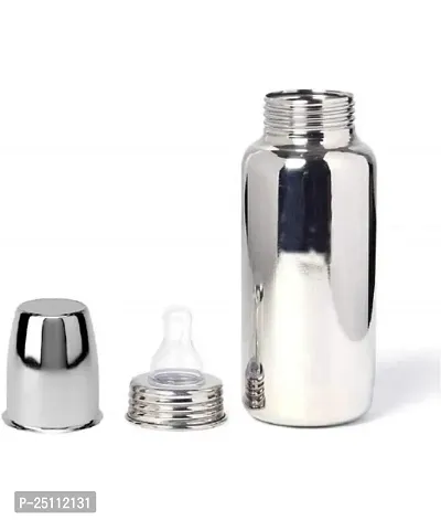 Baby Feeding PURE Stainless Steel Bottle 240ml with Silicone Nipple Steel Feeding Bottle BPA Free-thumb5