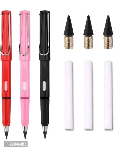 3 Pcs Everlasting Reusable Pencil Inkless Pencils Eternal Portable Erasable Metal Writing Pens-thumb0