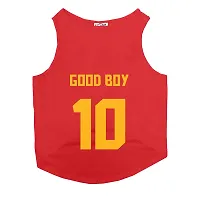 Ruse Pet Good Boy Jersey No 10 Printed Round Neck Sleeveless  Dog Vest Tank T Shirt Tees Apparel Clothes Tees Gift for Dogs Red  Large  Desi Stray  Doberman etc-thumb1