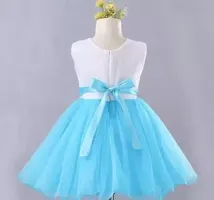 Stylish Blue Net Solid Frocks For Girl-thumb1