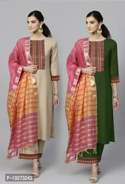 Fancy Cotton Kurtis With Dupatta for Women Pack Of 2-thumb0