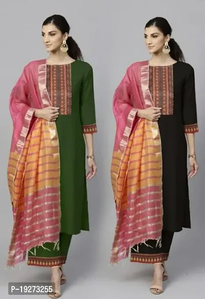Fancy Cotton Kurtis With Dupatta for Women Pack Of 2