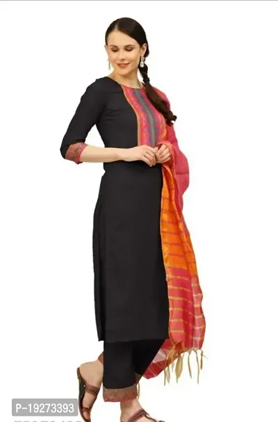 Fancy Cotton Kurti With Dupatta for Women-thumb0