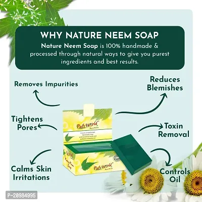 Pal's World Handmade Purifying Neem Soap For Acne, Pimples And Rashes, With Luxurious Herbs  Authentic Essential Oil For All Skin Types For Women Men | Handmade Soap | Natural Soap | Chemical Free Soap | ( Nature Neem Soap ) 75 gm Each ( Pack of 2 )-thumb5