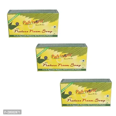 Pal's World Nature Neem Soap | Natural Soap | Handmade Soap | Chemical Free soap | Cleanser Herbal Ayurvedic Soaps 75g (Pack of 3)