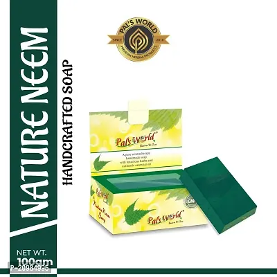 Pal's World Handmade Purifying Neem Soap For Acne, Pimples And Rashes, With Luxurious Herbs  Authentic Essential Oil For All Skin Types For Women Men | Handmade Soap | Natural Soap | Chemical Free Soap | ( Nature Neem Soap ) 75 gm Each ( Pack of 2 )-thumb3