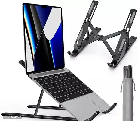 Laptop Stand, Fold-Up, Adjustable, Ventilated, Portable Laptop Holder for Desk with up to 15.6-inch Laptop, All Mac, Tab, and Mobile (Silver)
