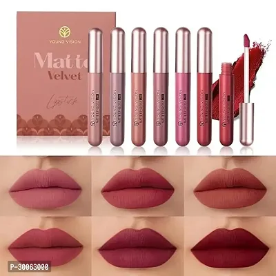 6-Pc Matte Nude Liquid Lipstick Set - Long-Lasting  Pigmented Shades