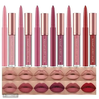 12Pcs Matte Liquid Lipstick + Lip Liner Pens Set, One Step Lips Makeup Sets