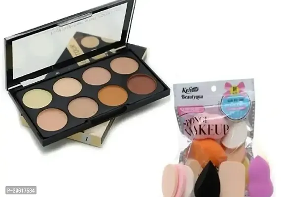 Ultimate Concealer And Contour Palette With Makeup Puff For Applying- 8 Colours-thumb0