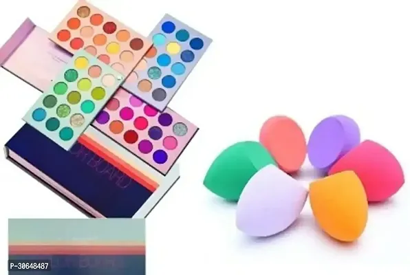 Eye shadow Palette 60 Colours Mattes And Shimmers High Pigmented Colour Board Palette Long Lasting Makeup Palette With Six Pcs Beauty Blender (7 Items In The Set)