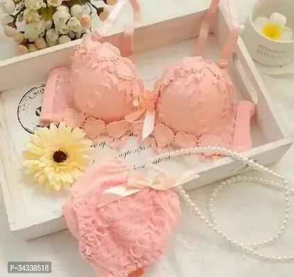 Stylish Peach Cotton Lingerie Set for Women-thumb0