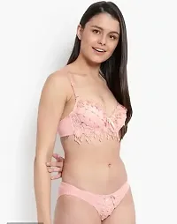 Stylish Peach Cotton Lingerie Set for Women-thumb1