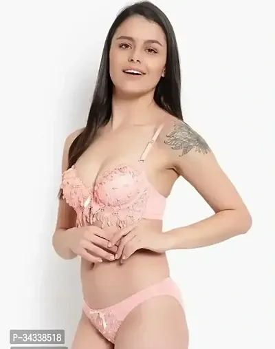 Stylish Peach Cotton Lingerie Set for Women-thumb3