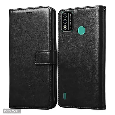 Rich Cell Shockproof Vintage Flip Back Cover For Itel A48 - Black-thumb0