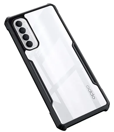 PrintYug Shockproof Crystal Clear Transparent Back Cover Compatible with Oppo Reno 4 Pro | 360 Degree Protection | Protective Design (Black, Bumper)