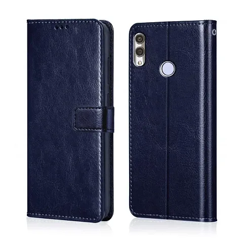 Cloudza Honor 10 Lite Flip Back Cover | PU Leather Flip Cover Wallet Case with TPU Silicone Case Back Cover for Honor 10 Lite Blue