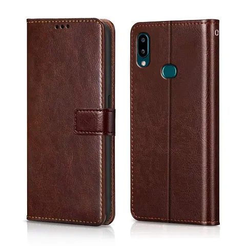 Cloudza Samsung Galaxy A20,A30,M10s Flip Back Cover | PU Leather Flip Cover Wallet Case with TPU Silicone Case Back Cover for Samsung Galaxy A20,A30,M10s Brown