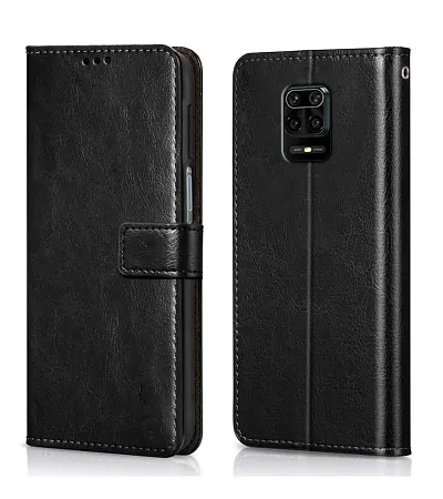 Cloudza Redmi Note 10 Lite Flip Back Cover | PU Leather Flip Cover Wallet Case with TPU Silicone Case Back Cover for Redmi Note 10 Lite Bk