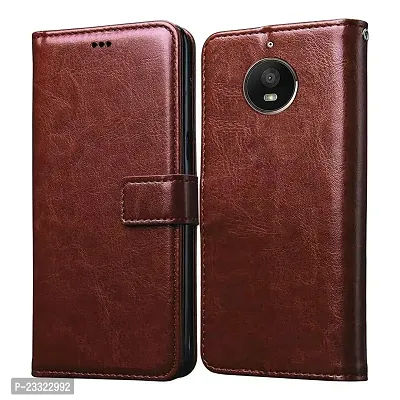 Rich Cell Shockproof Vintage Flip Back Cover For Motorola Moto E4 Plus - Brown-thumb0