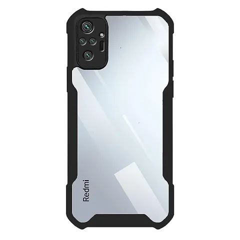 CELZO Ultra Thin Shock Proof 4 Sides Protection Clear Transparent Back Cover Case with Black Border for Redmi Note 10 Pro - {Transparent/Black}