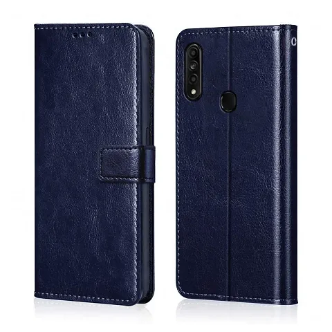 Cloudza Vivo Z1 Pro Flip Back Cover | PU Leather Flip Cover Wallet Case with TPU Silicone Case Back Cover for Vivo Z1 Pro Blue