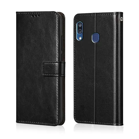 Cloudza Samsung Galaxy A20,A30,M10s Flip Back Cover | PU Leather Flip Cover Wallet Case with TPU Silicone Case Back Cover for Samsung Galaxy A20,A30,M10s Bk