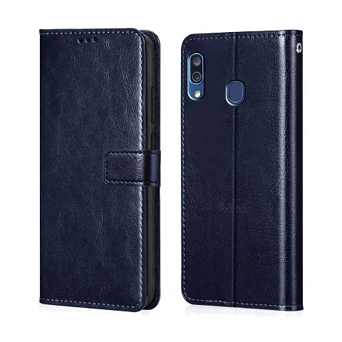 Cloudza Samsung Galaxy A20,A30,M10s Flip Back Cover | PU Leather Flip Cover Wallet Case with TPU Silicone Case Back Cover for Samsung Galaxy A20,A30,M10s Blue