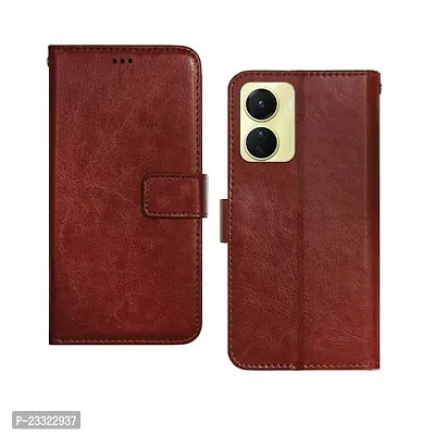 Rich Cell Shockproof Vintage Flip Back Cover For Vivo Y16 - Brown-thumb0