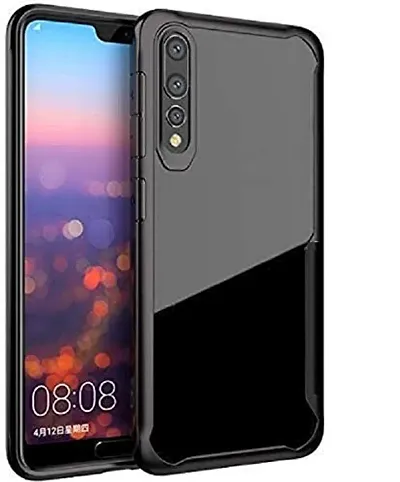CELZO Ultra Thin Shock Proof 4 Sides Protection Clear Transparent Back Cover Case with Black Border for Samsung Galaxy A70 - {Transparent/Black}