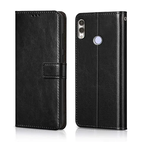 Cloudza Honor 10 Lite Flip Back Cover | PU Leather Flip Cover Wallet Case with TPU Silicone Case Back Cover for Honor 10 Lite Bk