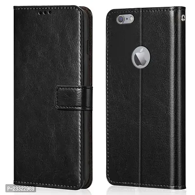 Rich Cell Shockproof Vintage Flip Back Cover For Iphone 6 Plus - Black-thumb0